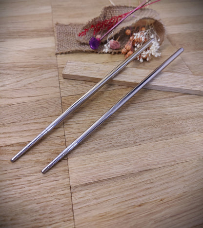 1 Paar Chopsticks 2 Stück Chinesische Stäbchen Edelstahl mit Gravur Wunschgravur 20,5 cm versch. Farben Geschenk