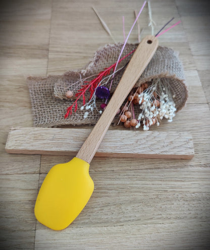 Teigschaber Silikonspatel Silikonlöffel gelb  backen, kochen uvm. ca. 21 cm lang mit Wunschgravur personalisiert Geschenk