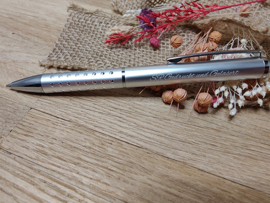 Kugelschreiber personalisiert silber aus Aluminium mit individueller Gravur Gastgeschenk Geschenk