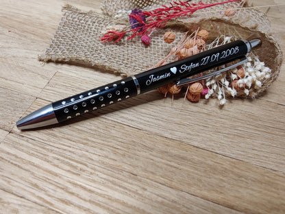 Kugelschreiber personalisiert schwarz aus Aluminium mit individueller Gravur Gastgeschenk Geschenk