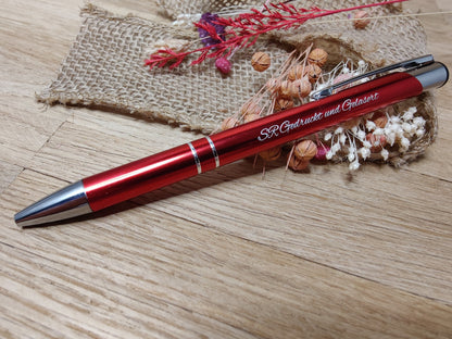 Kugelschreiber personalisiert Aluminium rot mit individueller Gravur Gastgeschenk Geschenk