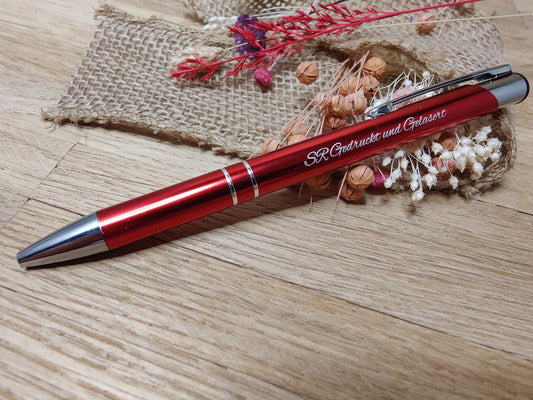 Kugelschreiber personalisiert Aluminium rot mit individueller Gravur Gastgeschenk Geschenk