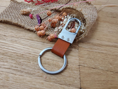 Schlüsselanhänger Karabiner braun Kunstleder mit individueller Gravur personalisiert Geschenk