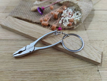 Schlüsselanhänger Zange Werkzeug DIY Heimwerken Metall mit individueller Gravur Geschenk