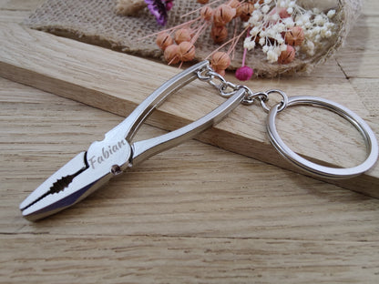 Schlüsselanhänger Zange Werkzeug DIY Heimwerken Metall mit individueller Gravur Geschenk