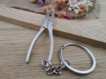 Schlüsselanhänger Zange Werkzeug DIY Heimwerken Metall mit individueller Gravur Geschenk