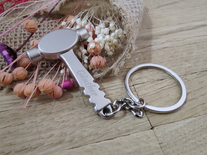 Schlüsselanhänger Hammer Werkzeug DIY Heimwerken Metall mit individueller Gravur Geschenk