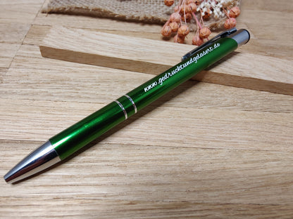 Kugelschreiber personalisiert Aluminium grün mit individueller Gravur Gastgeschenk Geschenk
