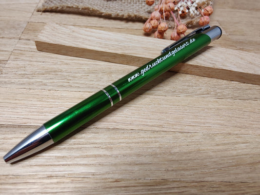 Kugelschreiber personalisiert Aluminium grün mit individueller Gravur Gastgeschenk Geschenk