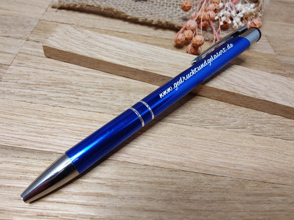 Kugelschreiber personalisiert Aluminium blau mit individueller Gravur Gastgeschenk Geschenk