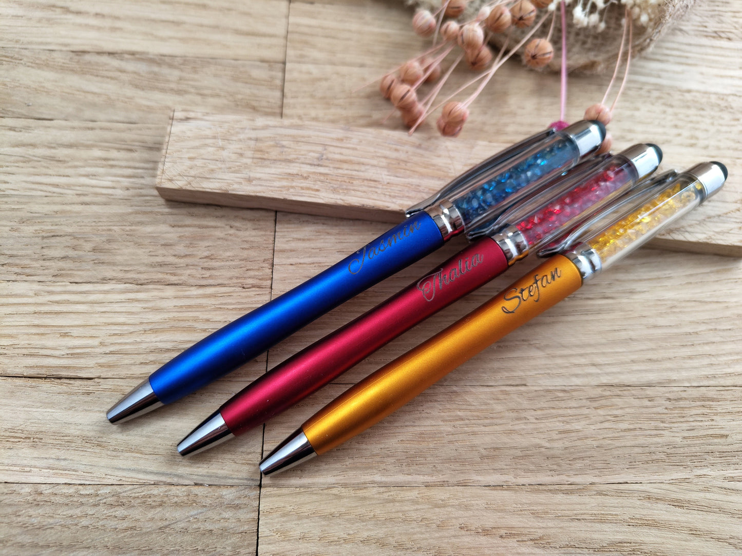 2 in 1 Kugelschreiber personalisiert mit Touchpen individueller Gravur Gastgeschenk Geschenk 3 Farben zur Wahl