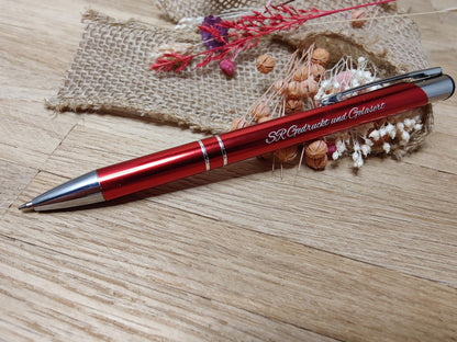 Kugelschreiber personalisiert Aluminium rot mit individueller Gravur Gastgeschenk Geschenk