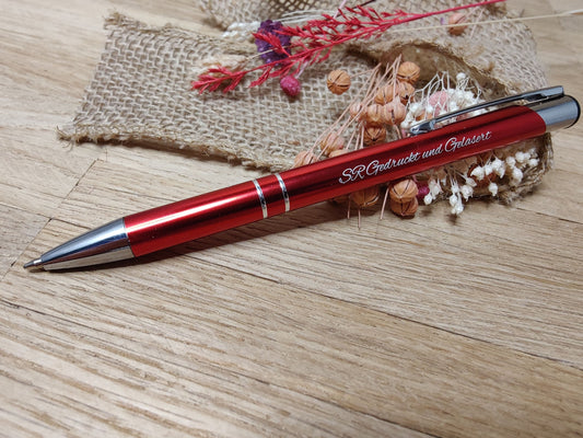 Kugelschreiber personalisiert Aluminium rot mit individueller Gravur Gastgeschenk Geschenk