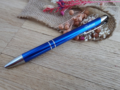 Kugelschreiber personalisiert Aluminium blau mit individueller Gravur Gastgeschenk Geschenk