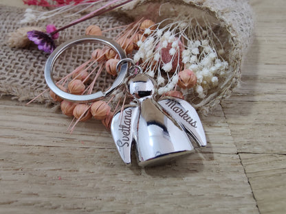 Schlüsselanhänger Schutzengel Engel Metall mit individueller Gravur personalisiert Geschenk