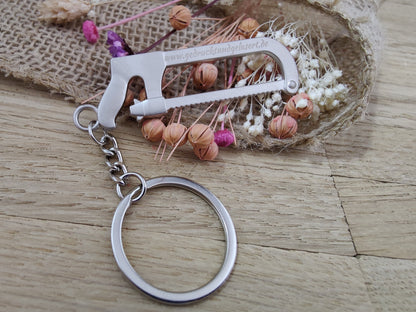Schlüsselanhänger Säge Werkzeug DIY Heimwerken Metall mit individueller Gravur Geschenk