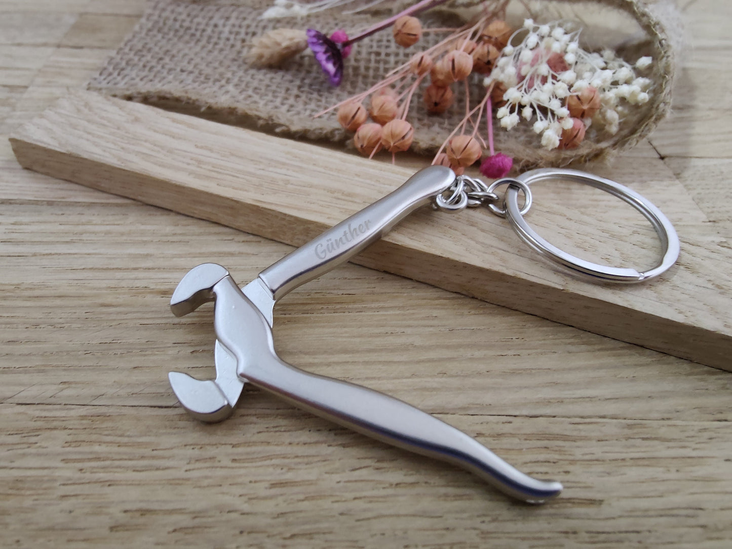 Schlüsselanhänger Zange Kneifzange Beißzange Werkzeug DIY Heimwerken Metall mit individueller Gravur Geschenk