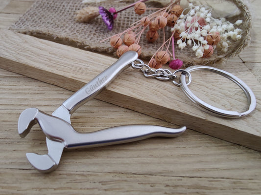 Schlüsselanhänger Zange Kneifzange Beißzange Werkzeug DIY Heimwerken Metall mit individueller Gravur Geschenk