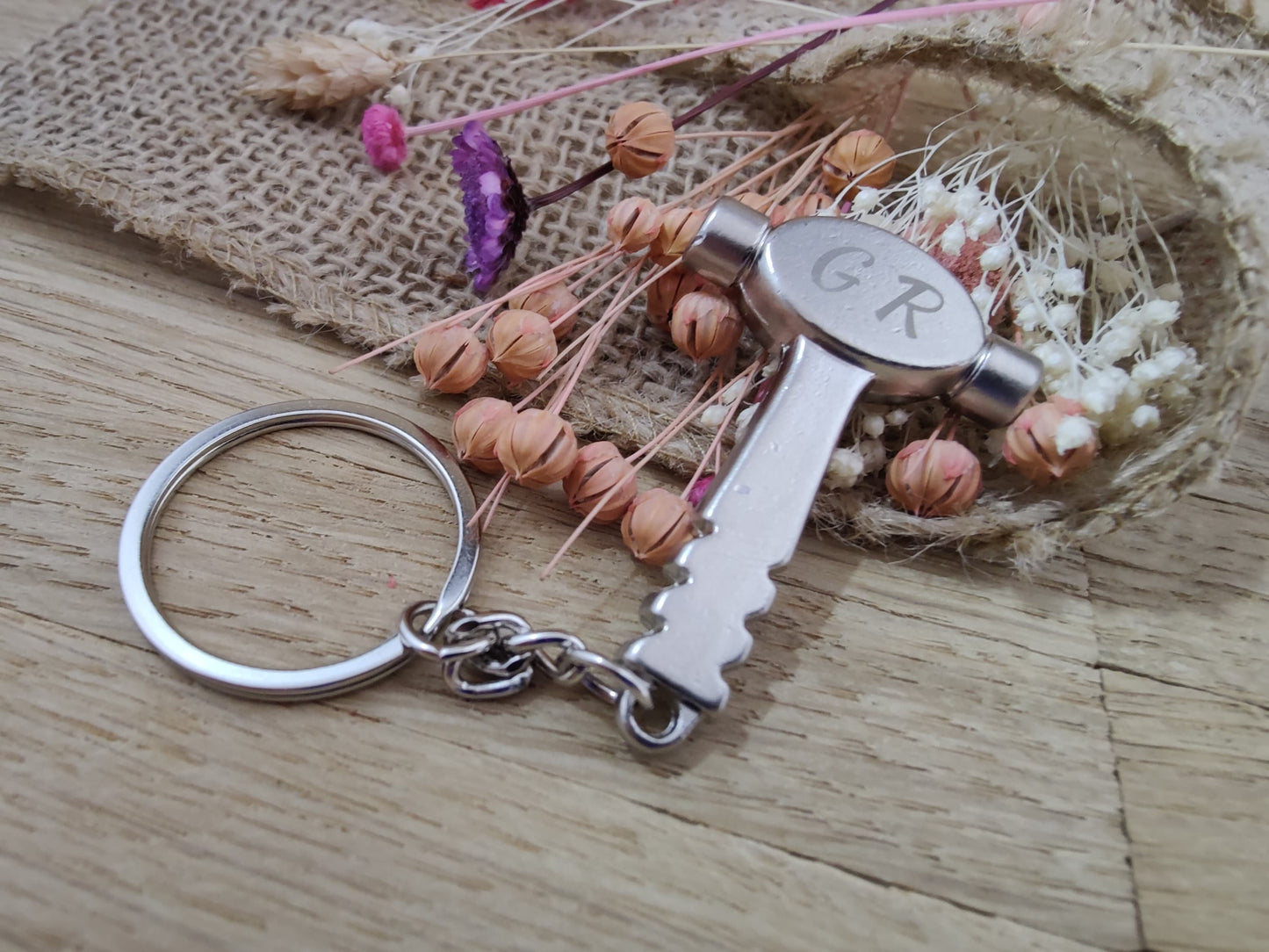 Schlüsselanhänger Hammer Werkzeug DIY Heimwerken Metall mit individueller Gravur Geschenk