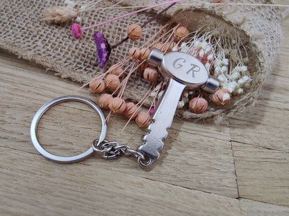 Schlüsselanhänger Hammer Werkzeug DIY Heimwerken Metall mit individueller Gravur Geschenk