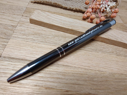 Kugelschreiber personalisiert Aluminium gunmetal grau mit individueller Gravur Gastgeschenk Geschenk