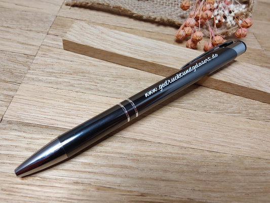 Kugelschreiber personalisiert Aluminium gunmetal grau mit individueller Gravur Gastgeschenk Geschenk