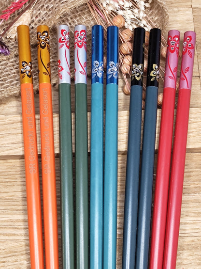 1 Paar Chopsticks Glasfaser mit Motiv 5 Farben zur Wahl Chinesische Stäbchen mit Wunschgravur 24 cm Geschenk