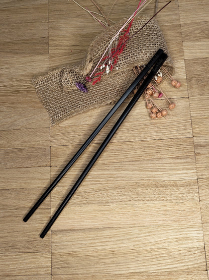 1 Paar Chopsticks Glasfaser schwarz Chinesische Stäbchen mit Wunschgravur 24 cm Geschenk Essstäbchen Glasfaser