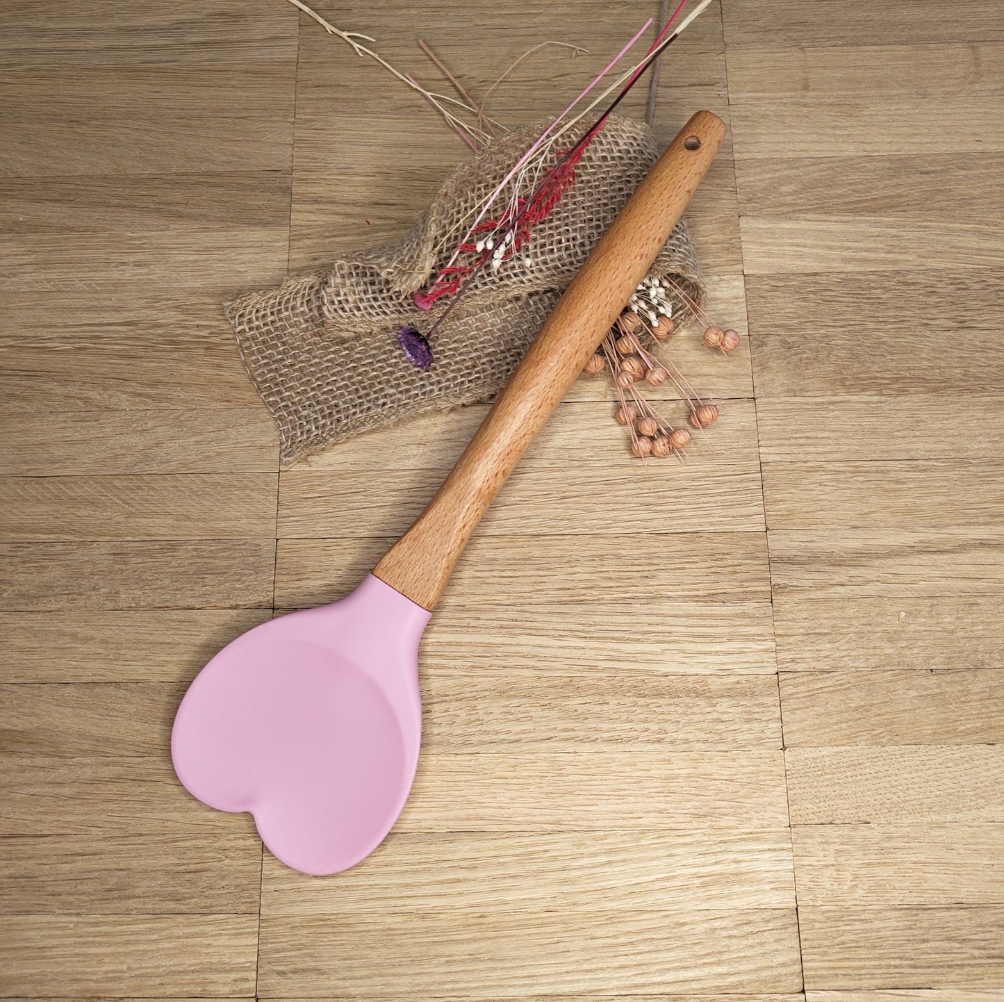 Teigschaber Silikonschaber Herz Silikonspatel 3 Farben zur Wahl  Holz backen, kochen ca. 27 cm lang mit Wunschgravur personalisiert Liebe