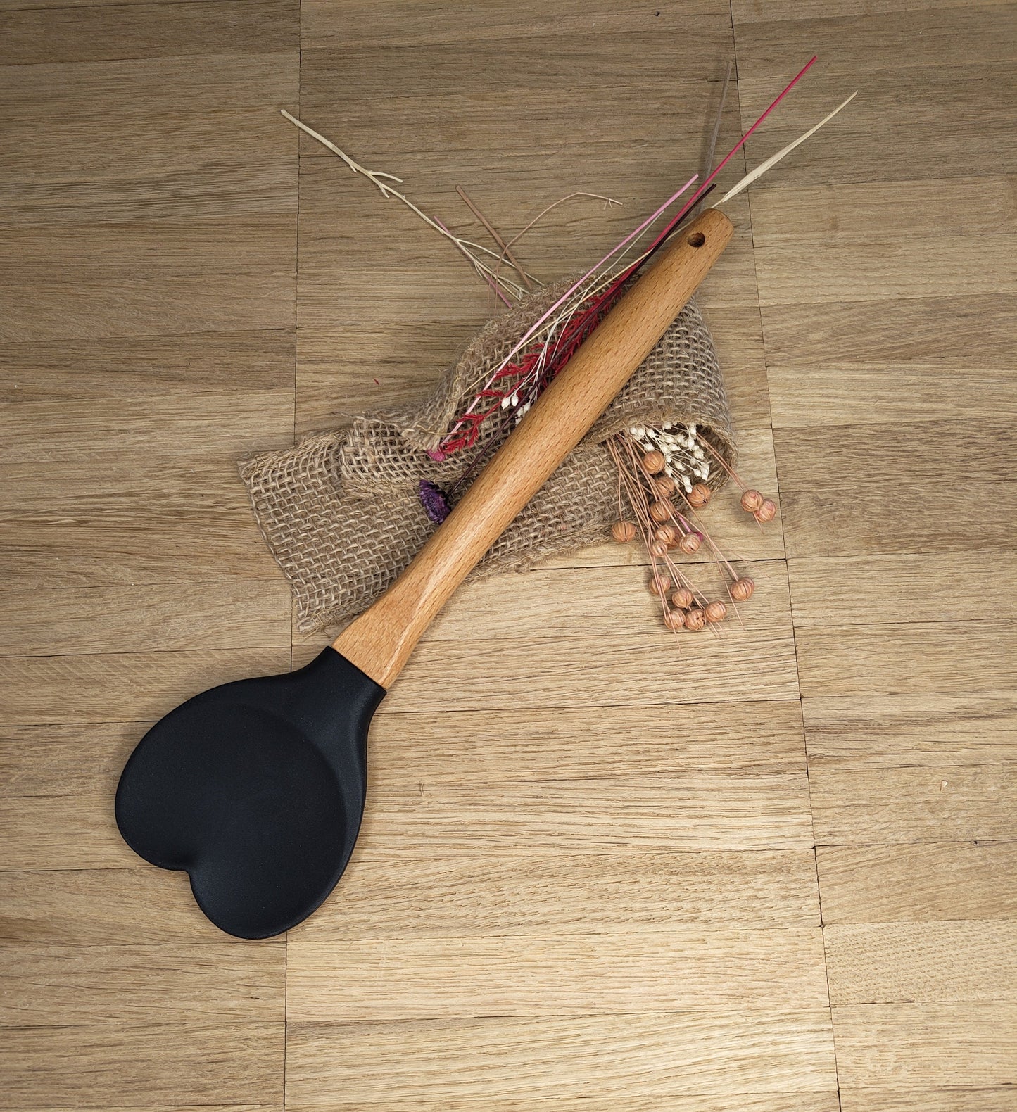 Teigschaber Silikonschaber Herz Silikonspatel 3 Farben zur Wahl  Holz backen, kochen ca. 27 cm lang mit Wunschgravur personalisiert Liebe