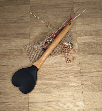 Teigschaber Silikonschaber Herz Silikonspatel 3 Farben zur Wahl  Holz backen, kochen ca. 27 cm lang mit Wunschgravur personalisiert Liebe