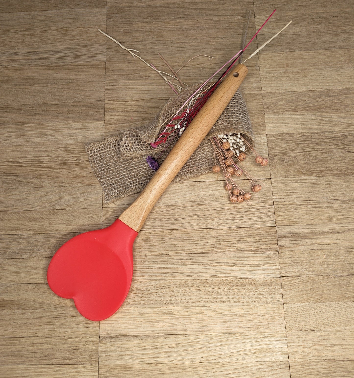 Teigschaber Silikonschaber Herz Silikonspatel 3 Farben zur Wahl  Holz backen, kochen ca. 27 cm lang mit Wunschgravur personalisiert Liebe