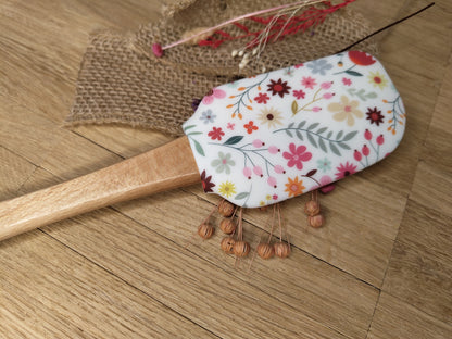 Teigschaber Silikonspatel XXXL personalisiert Holz Spatel  verschiedene Motive backen kochen grillen ca. 31 cm lang floral Zitrone Blumen