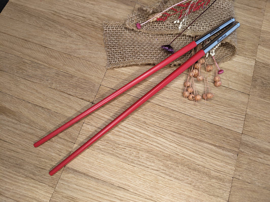 1 Paar Essstäbchen 2 Stück Chopsticks Edelstahl Glasfaser rot mit Wunschgravur 25 cm Geschenk Essen Food Sushi