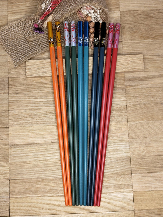 1 Paar Chopsticks Glasfaser mit Motiv 5 Farben zur Wahl Chinesische Stäbchen mit Wunschgravur 24 cm Geschenk