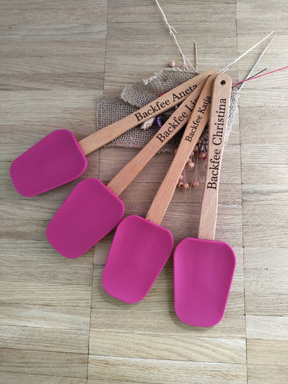 Teigschaber Silikonspatel Spatel XL lila  backen, kochen uvm. ca. 26,5 cm lang mit Wunschgravur personalisiert Geschenk
