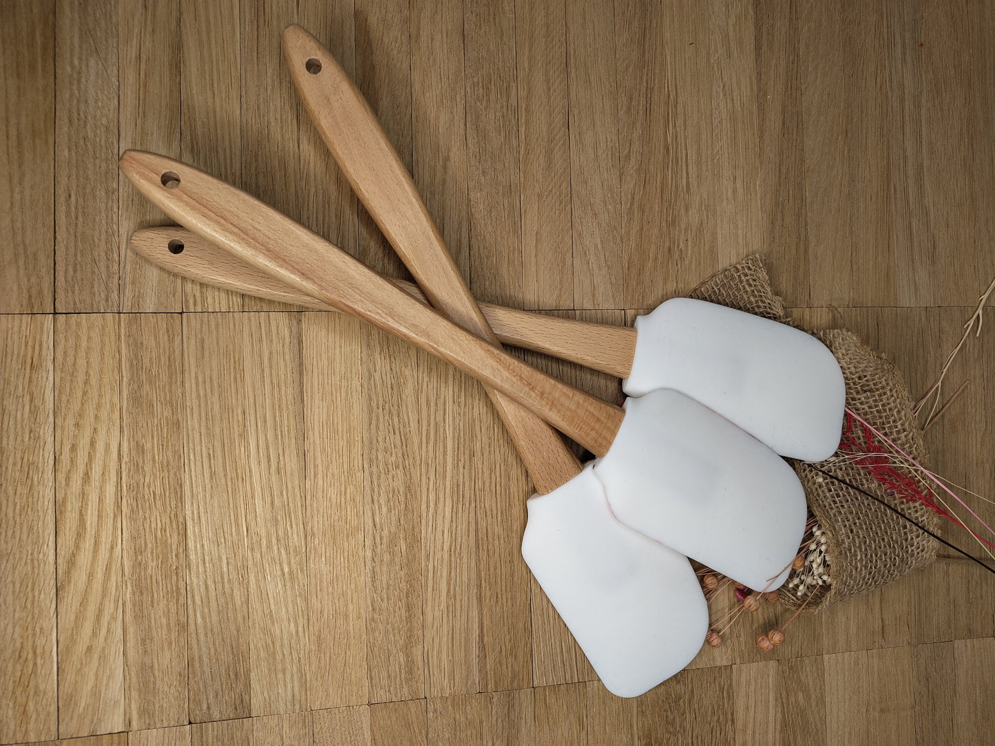 Teigschaber Silikonspatel XXXL personalisiert Holz Spatel  verschiedene Motive backen kochen grillen ca. 31 cm lang floral Zitrone Blumen