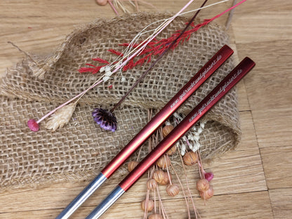 1 Paar Chopsticks Essstäbchen Edelstahl Sushi 5 Farben zur Wahl Chinesische Stäbchen mit Wunschgravur 23 cm Geschenk