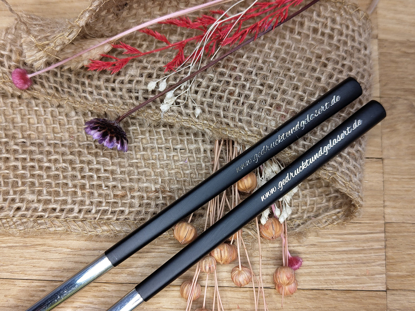 1 Paar Chopsticks Essstäbchen Edelstahl Sushi 5 Farben zur Wahl Chinesische Stäbchen mit Wunschgravur 23 cm Geschenk