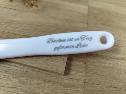 Teigschaber Silikonspatel Life is Short Eat a Cupcake gelb backen, kochen ca. 25 cm lang mit Wunschgravur personalisiert Geschenk