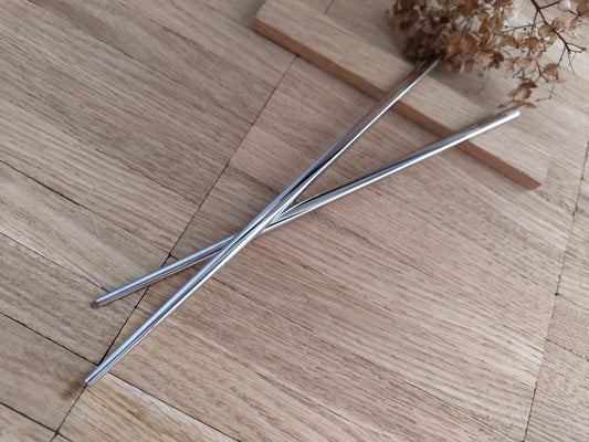 1 Paar Essstäbchen 2 Stück Chinesische Stäbchen Chopsticks Edelstahl mit Gravur Wunschgravur 21cm Sushi