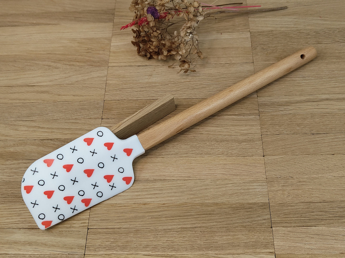 Teigschaber Silikonspatel Herz Kreis Kreuz Liebe  backen kochen personalisiert ca. 33 cm lang mit Wunschgravur Geschenk Küchenhelfer