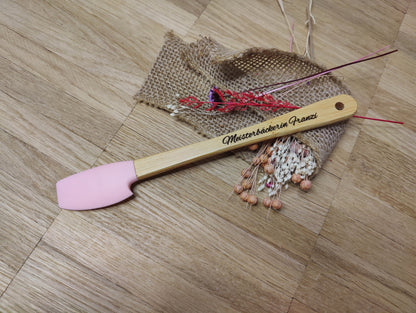 Teigschaber Silikonschaber personalisiert rosa  backen, kochen uvm. ca. 21 cm lang mit Wunschgravur personalisiert
