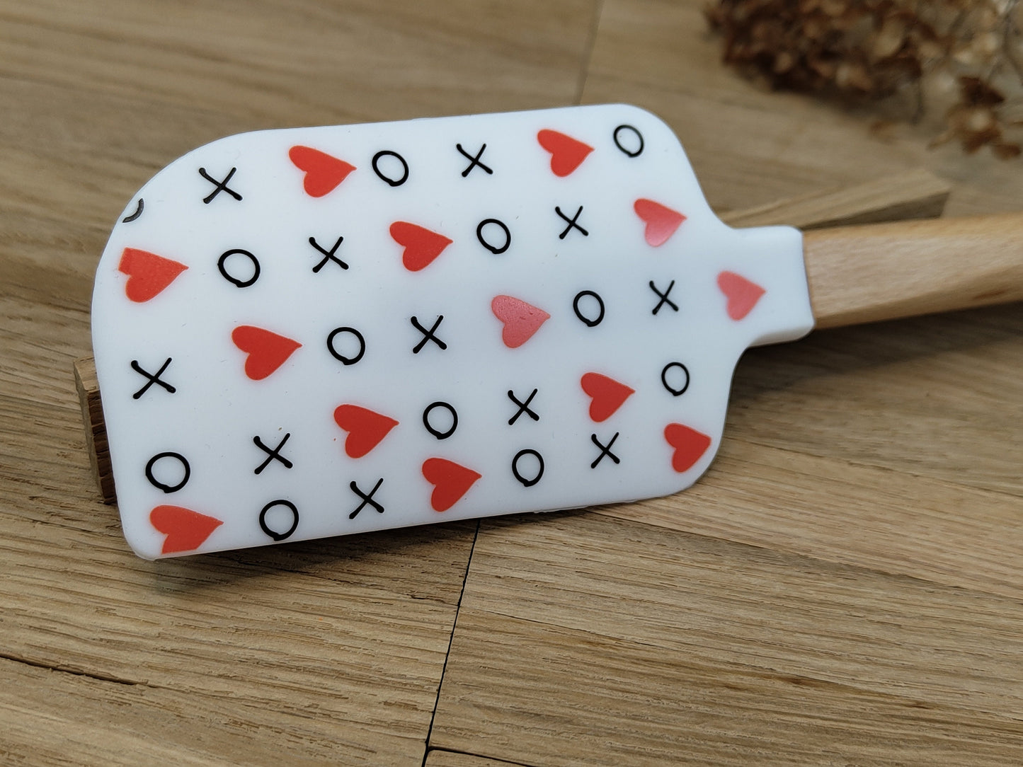 Teigschaber Silikonspatel Herz Kreis Kreuz Liebe  backen kochen personalisiert ca. 33 cm lang mit Wunschgravur Geschenk Küchenhelfer
