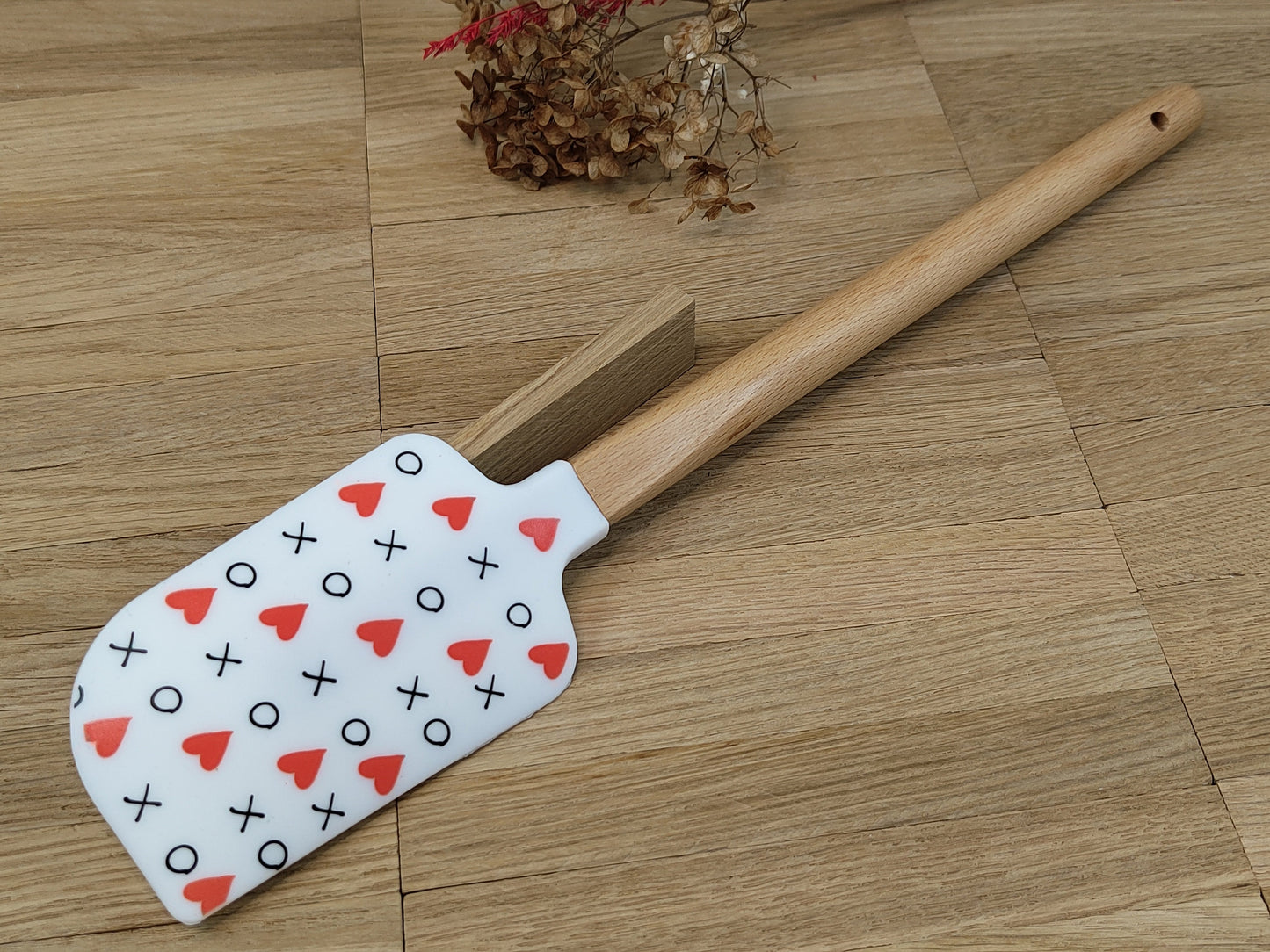 Teigschaber Silikonspatel Herz Kreis Kreuz Liebe  backen kochen personalisiert ca. 33 cm lang mit Wunschgravur Geschenk Küchenhelfer