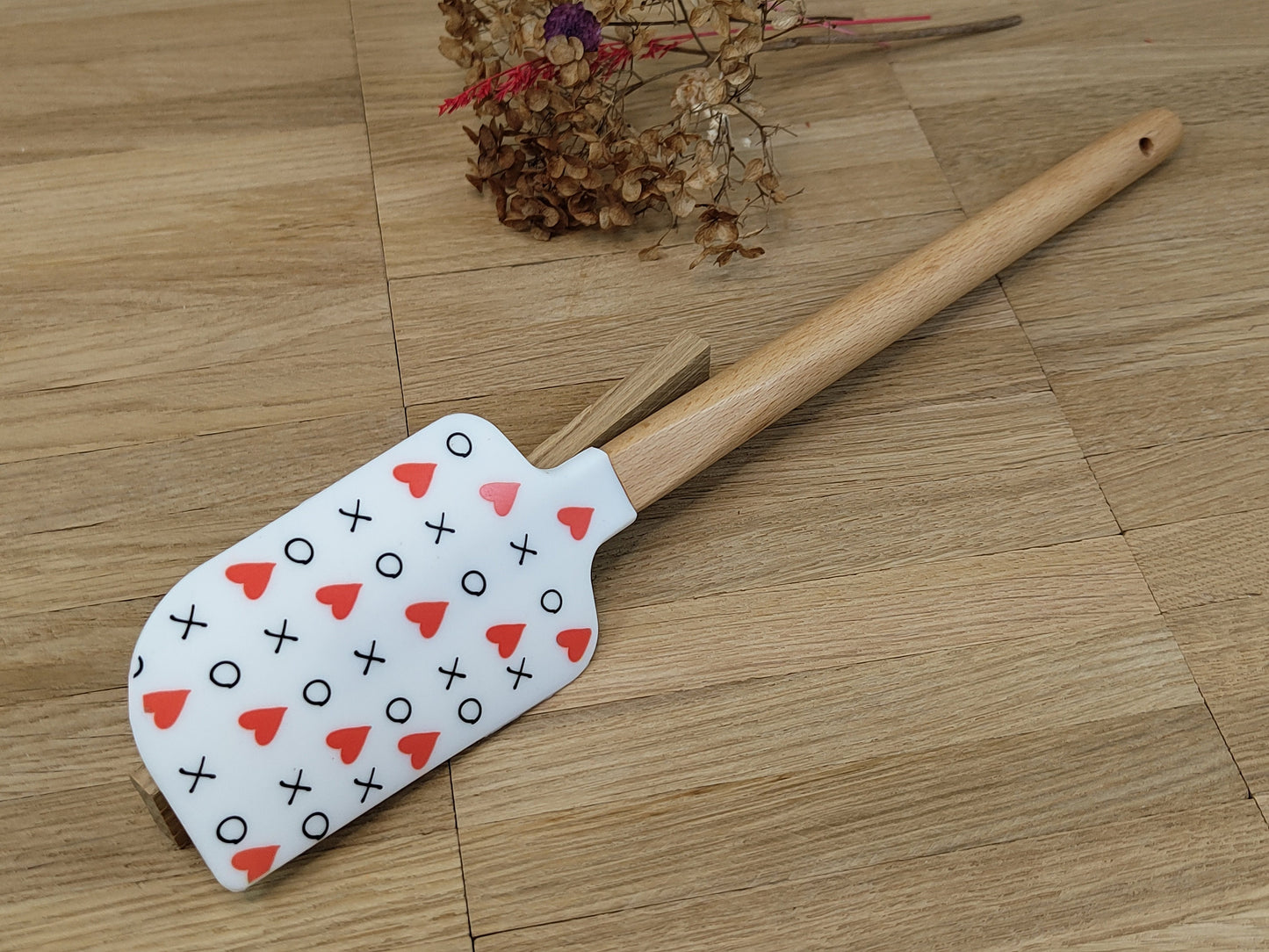 Teigschaber Silikonspatel Herz Kreis Kreuz Liebe  backen kochen personalisiert ca. 33 cm lang mit Wunschgravur Geschenk Küchenhelfer