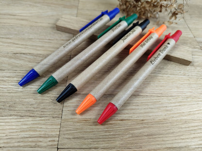Kugelschreiber personalisiert aus recyceltem Papier verschiedene Farben mit individueller Gravur blau Kuli Stift Gastgeschenk Geschenk Gift