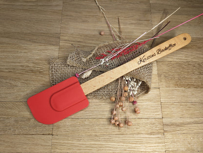 Teigschaber Silikonspatel Spatel XL rot  backen, kochen uvm. ca. 26 cm lang mit Wunschgravur personalisiert Geschenk