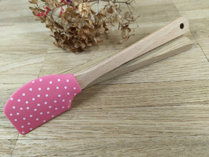 Teigschaber Silikonschaber personalisiert  mit Motiv backen, kochen, grillen ca. 18 cm lang floral Sterne Punkte Streifen Melone Geschenk