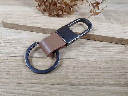 Schlüsselanhänger personalisiert Karabiner Kunstleder mit individueller Gravur 5 Farben zur Auswahl Geschenk
